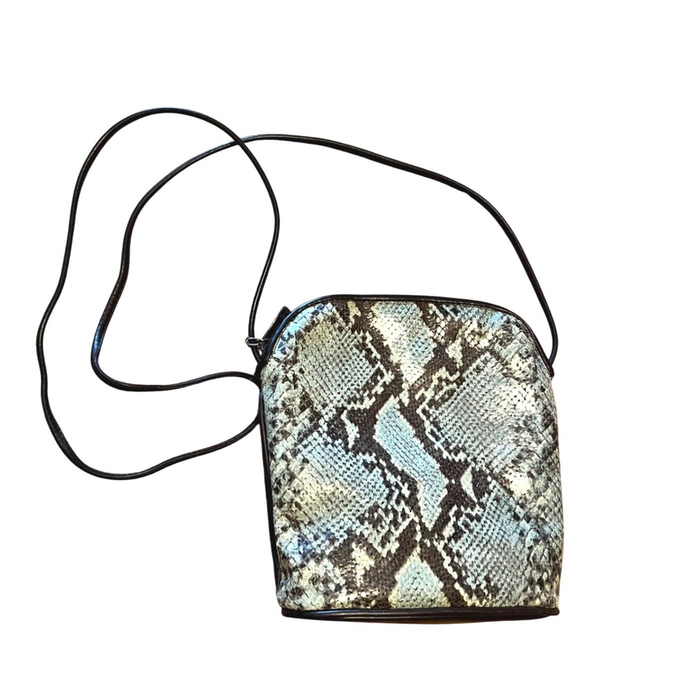 Donald Pliner VTG grey blue brown Snakeskin‎ Leather Crossbody Bag Made in USA